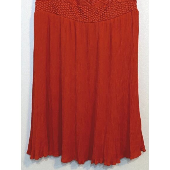 Torrid Size 10 Dress Crochet Lace Eyelet Bodice Gauze Skirt Sleeveless Zip Red - Picture 5 of 10